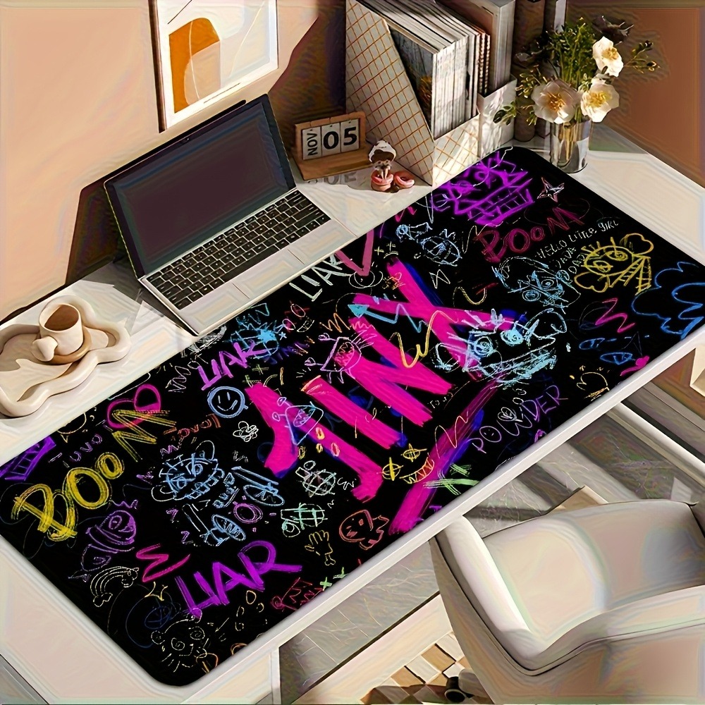 Gaming Accessories Pc Setup - Vibrant Doodle Text Gaming Mouse Pad