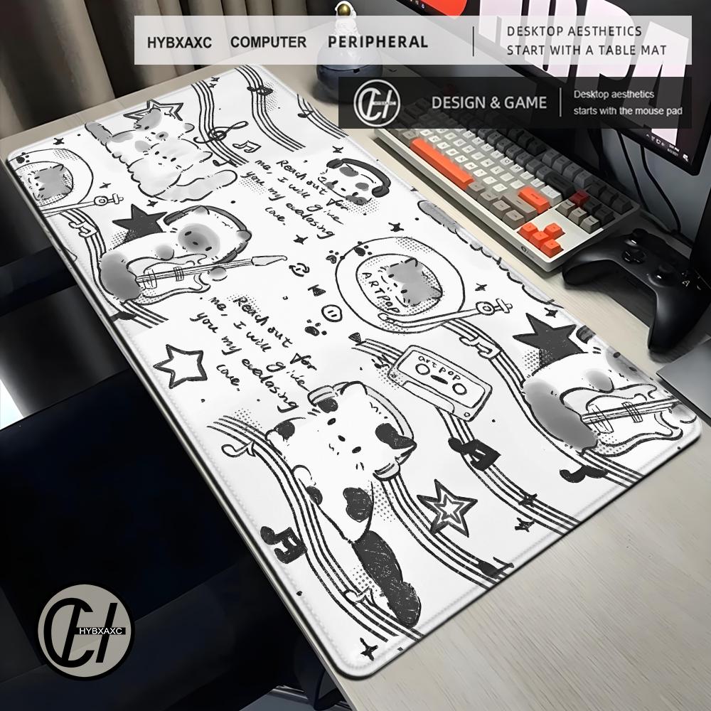Gaming Accessories Companies - Black White Cute Cartoon Cat Mouse