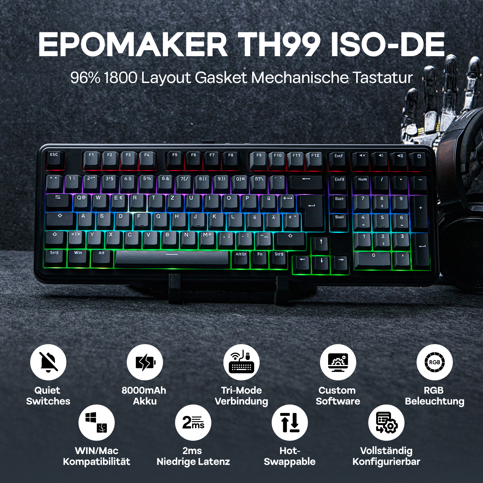 ISO-DE Layout EPOMAKER TH99 QW – Keyboard Numpad Separate Bewertung und Preis