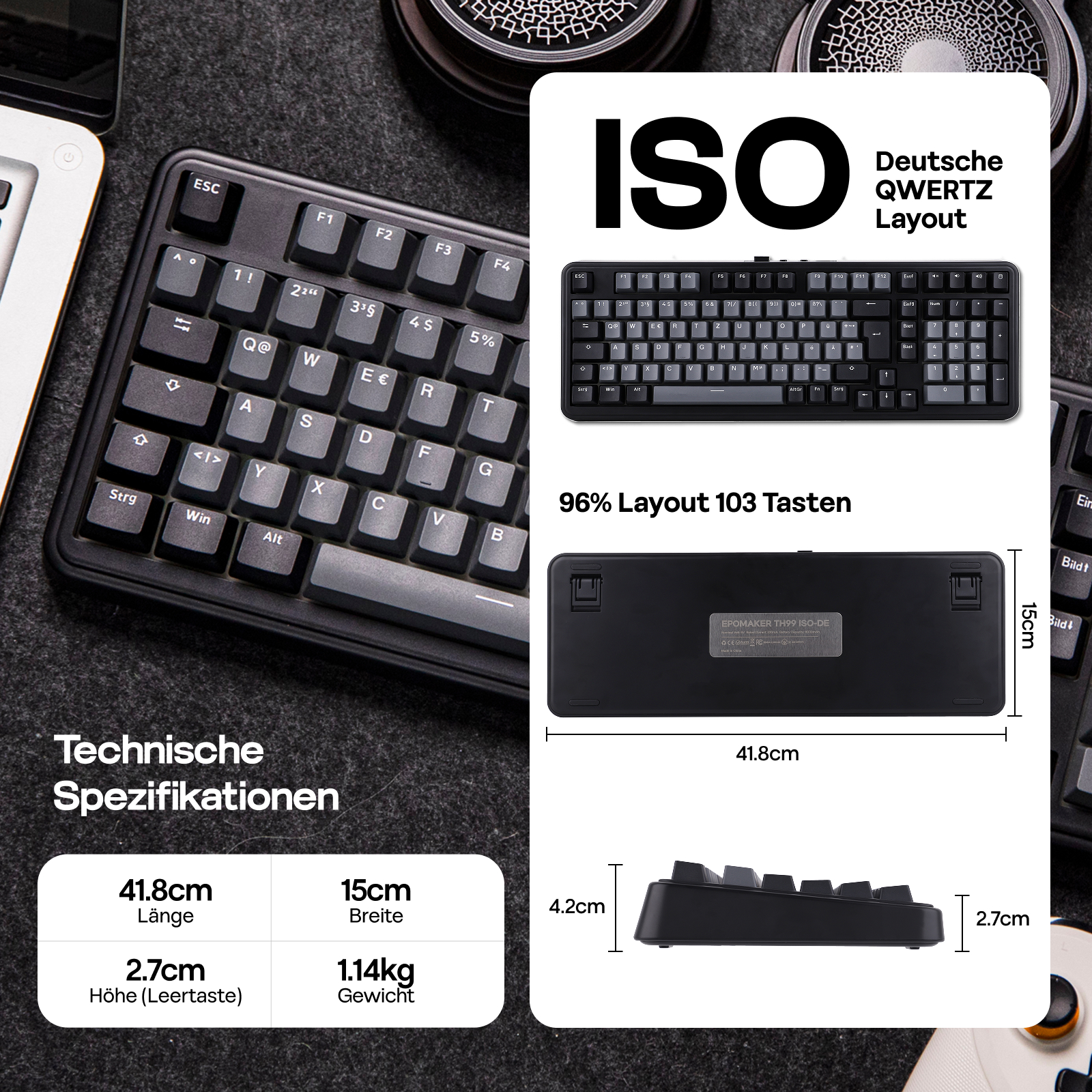 ISO-DE Layout EPOMAKER TH99 QW – Keyboard Numpad Separate Bewertung und Preis