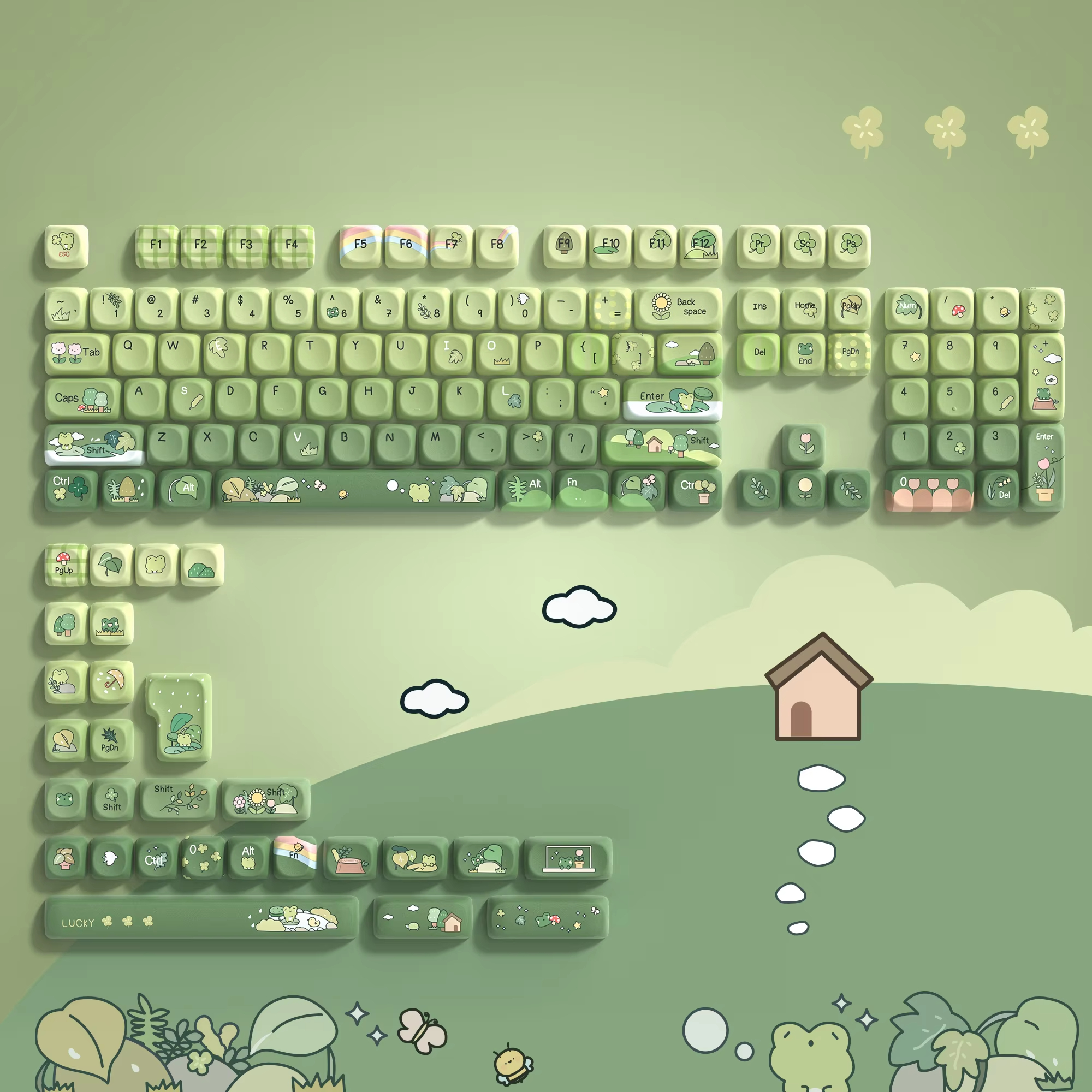 Green Frog Keycaps 60% 75% TKL – Keyboard Numpad Separate Bewertung und Preis